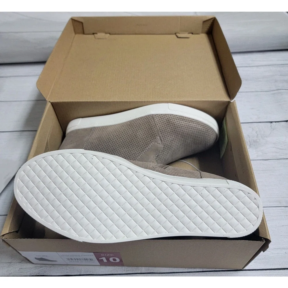 Steve Madden Hidden Wedge Sneaker Side Zipper Taupe Suede Women's Size 8 - Picture 6 of 8